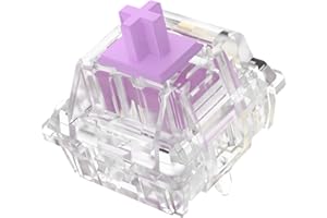 ZugGear Linear Switches Transparent Clear L4 Switch with Gold-Plated Spring Smooth Creamy Purple Stem 5 Pins Linear Keyswitch for DIY Mechanical Keyboards (70pcs, DUROCK L4 Clear Purple 67g)