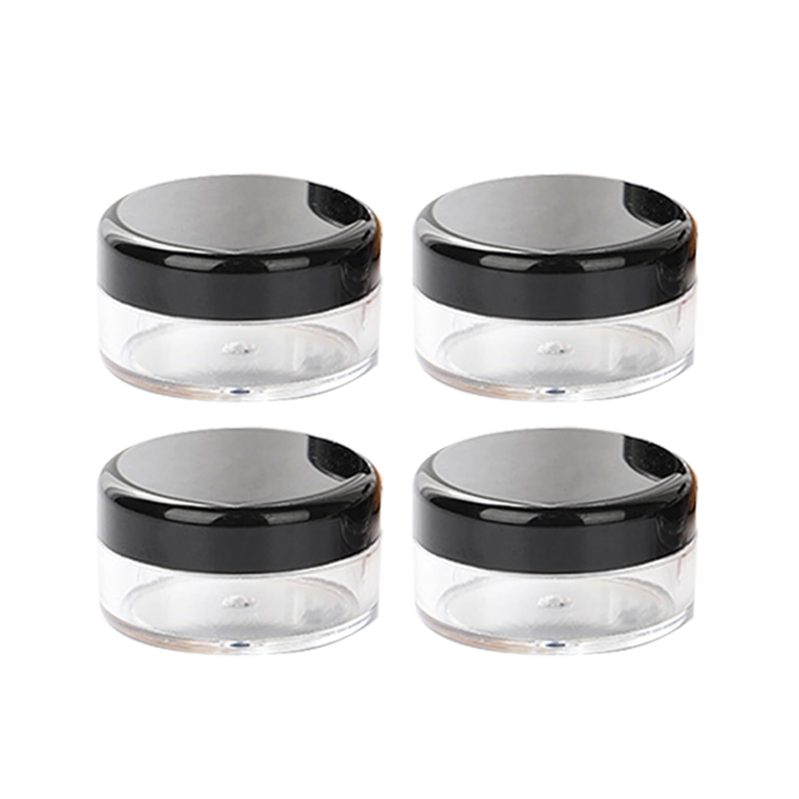 Jarsense Sample Pots for Cosmetics, 4pcs Empty Plastic Cosmetic Jars with Lid, 10 Gram Cosmetic Container Clear Round Mini Portable Small Pots for Face Creams, Sample - Black