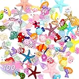 Yun's Slime Charms Set, 100PCS Mixed Mermaid Tail Flatback Slime Beads Ocean Marine Animal for Ornament Scrapbook DIY Crafts