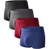BAMBOO COOL Men's Trunks Underwear Soft Breathbale with Stretchy Full Coverage Waistband and Open Fly Pouch 4 Pack