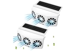 MYUOOT Solar Powered Car Window Fan, ABS Auto Solar Ventilation Fan for Car,Car Amplifier Cooling Fans,Solar Car Fan Window Vent,Car Solar Exhaust Fan for All Kinds of Cars,White,2 Pack