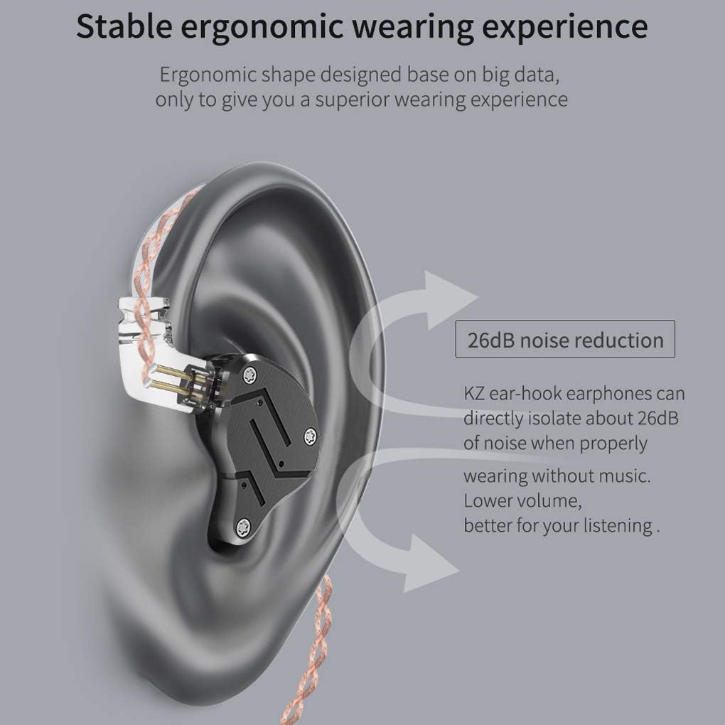 Andiker KZ ZSN-C Quad Driver Earphones DD+BA Hybrid Technology Electronic Crossover Wired Headset, Detachable Cable Heavy Bass Stereo in-Ear Earbuds with Storage Box (ZSN-C No mic, Cyan): Home Audio & Theater