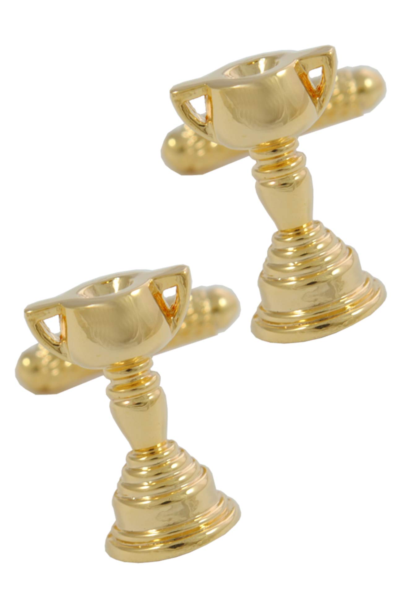 Cufflinks for Men + Presentation Box - Gold Colour - Trophy - Brass Metal - Sport Winner Champion Award Cup Reward - One Pair