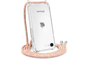 YESPURE Crossbody Case for iPhone SE 2020 2022,Crossbody Case for iPhone 7,Crossbody Case for iPhone 8,Clear Soft Slim TPU Shockproof Protective Case with Neck Cord Lanyard Strap - Rainbow Yellow