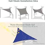 Teynewer Triangle Shade Sail 3x3x3m Waterproof UV Block 98% Blue view 6