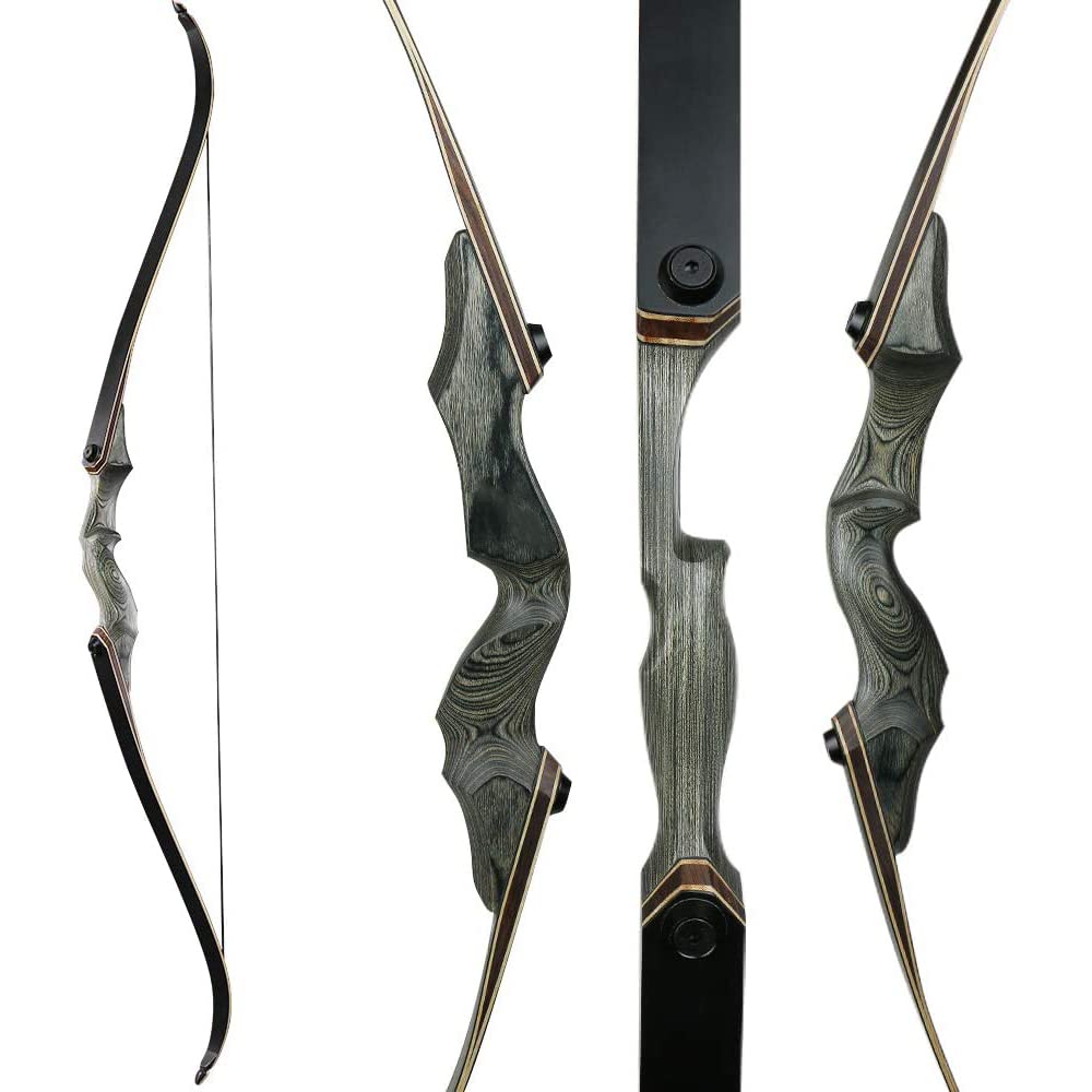 Huntingdoor 60" Archery Takedown Recurve Bow Professional Longbow Handmade Wooden Riser Adults Bow and Arrow Hunting for Risght Hand Archer Training