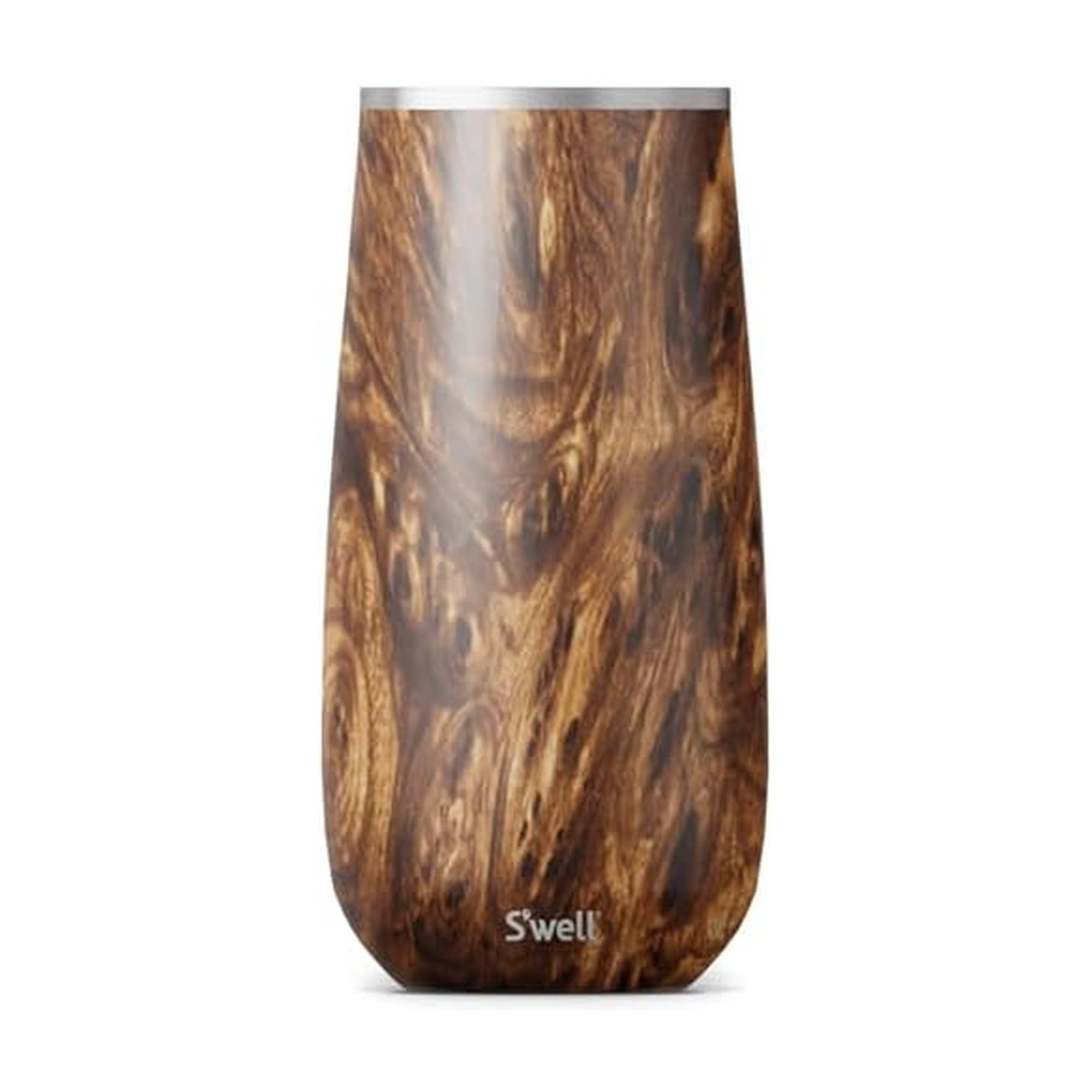 S'well Stainless Steel Champagne Flute - 6 Fl Oz - Teakwood - Triple-Layered Vacuum-Insulated Container Designed to Keep Drinks Colder, Longer - BPA-Free Designer Barware Accessories