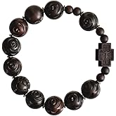 Rosary Bracelet Rose Carved Jujube Wood 13mm