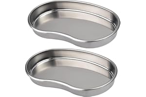 Romlon 2 Pack Stainless Steel Tray - Medium Metal Tray, Curved Sheet for Dental, Office, Bathroom, Lab Use