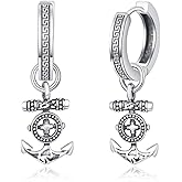 F4DEDAN 925 Sterling Silver Nautical Anchor Earrings Unisex Marine Jewelry for Men and Women Anchor Jewelry