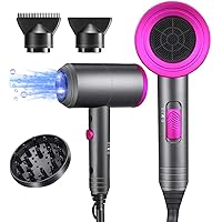 Ionic Hair Dryer, 1800W Professional Blow Dryer (with Powerful AC Motor), Negative Ion Technolog, 3 Heating/2 Speed/Cold…