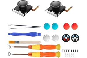 WeChip Guli-Kit TMR Joystick Replacement for Joycon, No Drift, High Precision, 2Pcs TMR Electromagnetic Joystick with Repair Kit, 4 Colors Thumbstick Caps, Compatible with Switch/OLED/Lite