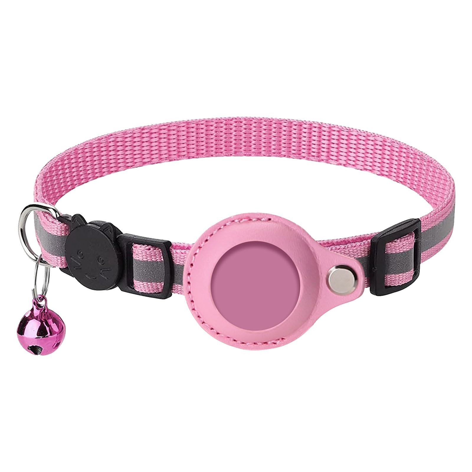 Airtag Cat Collar, Reflective GPS Collar Cat with Bell, Adjustable Cat Collar, Integrated Tracker Holder, Compatible with Apple Airtag, for Cat Collar, Pink, Pack of 1 — image 1