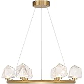 Savoy House 1-1237-6-322 Castello Geometric Hoop-Shaped Clear Hammered Glass Ring Chandelier, Integrated LED 6-Light 144 Tota