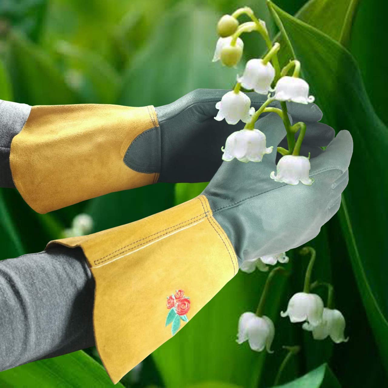 LTG Multi-Purpose Leather DIY & Gardening Gloves | Long Gauntlet Thorn Proof Safety Gloves for Women & Men Welding, Cycling, Repair, Yard & Rose Pruning | Extended Forearm Protection