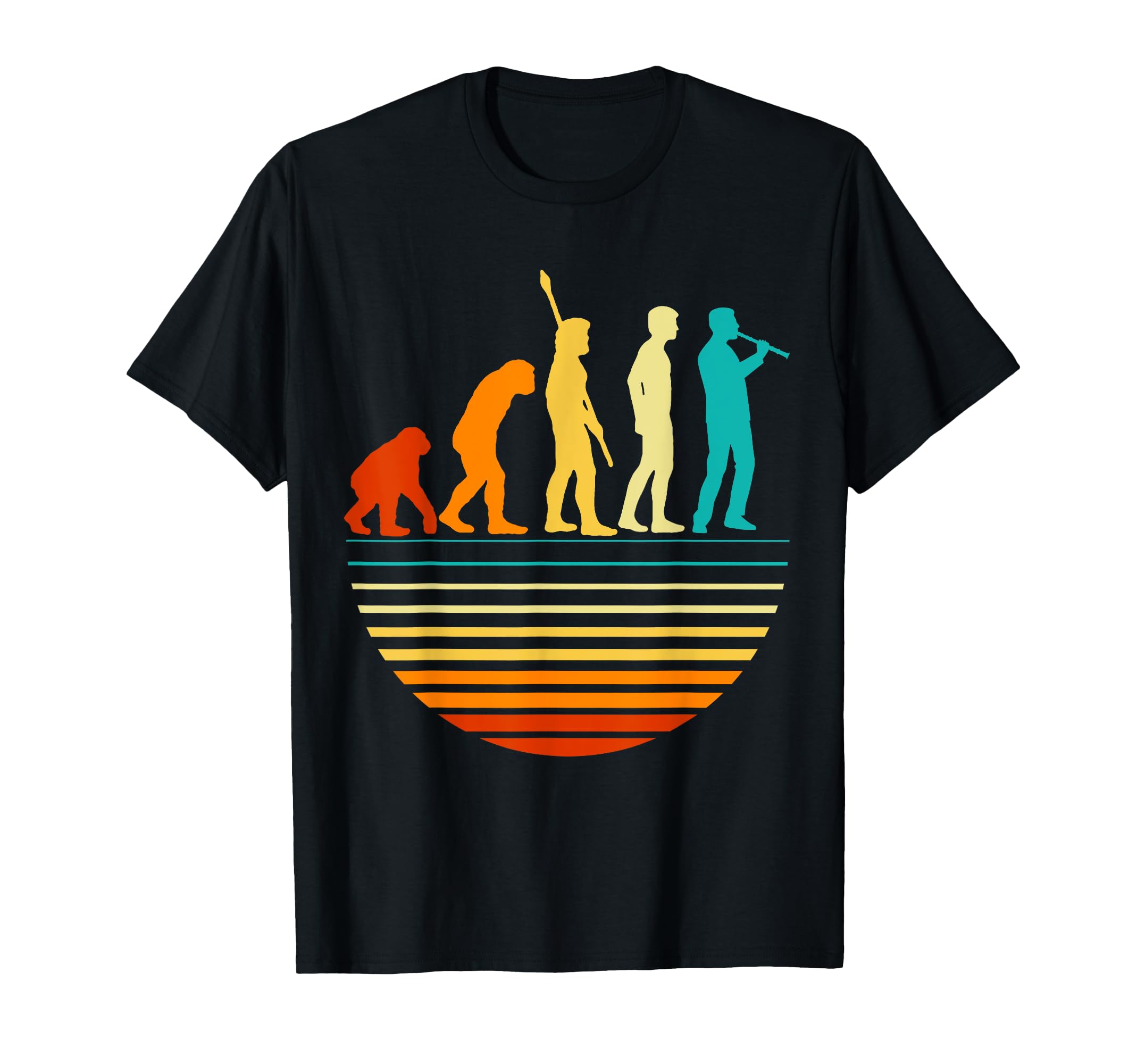 Retro Flute Player Graphic Flutist I Evolution Vintage T-Shirt