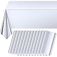 12Pack Silver Foil Plastic Tablecloth,Rectangular Shiny Table Cloth Metallic Disposable Party Table Cover for Graduation Wedding Birthday Baby Shower Anniversary New Year Party Decorations,54x108 inch