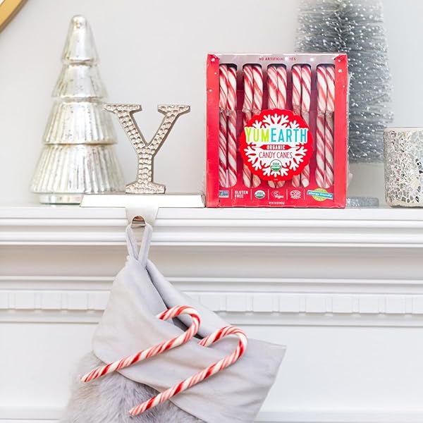 YUMEARTH ORGANIC CANDY CANES – INDIVIDUALLY WRAPPED FULL SIZE PEPPERMINT CANDY CANES – ALLERGY FRIENDLY, NON GMO, GLUTEN FREE, VEGAN, DYE FREE CHRISTMAS CANDY – 10 COUNT (PACK OF 1)
