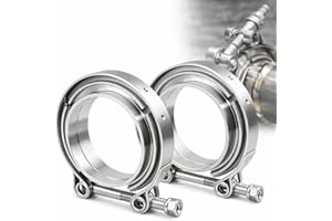 GEKUFA 3.0 Inch V-Band Clamp Kit with Male Female Flanges, 304 Stainless Steel Quick Release Exhaust Clamps for Turbo, Downpipe, Intercooler, Boost Piping, Durable Leak-Proof Connection (2 pack)