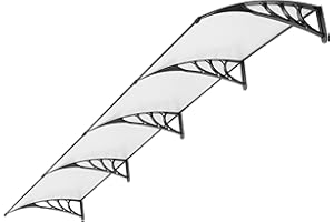 VIVOHOME Polycarbonate Window Door Awning Canopy Transparent with Black Bracket 40 Inch x 160 Inch