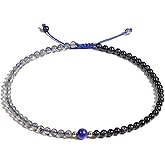 Jewever Moonstone with Blue Sandstone Bracelet Anklet for Women Energy Healing Crystals Womens Bracelet Gem Yoga Meditation Bring Good Luck