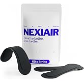 NEXIAIR Black Nasal Strips for Men &amp; Women (60 Count) | Nose Strips for Breathing, Snoring &amp; Sleeping, Drug-Free Airflow Support, Sweat-Proof Adhesive, Universal Fit, Skin-Friendly