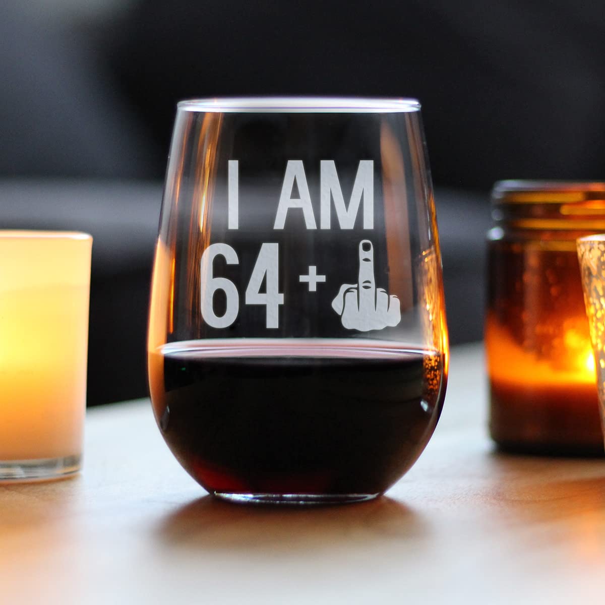 65th Birthday Stemless Wine Glass