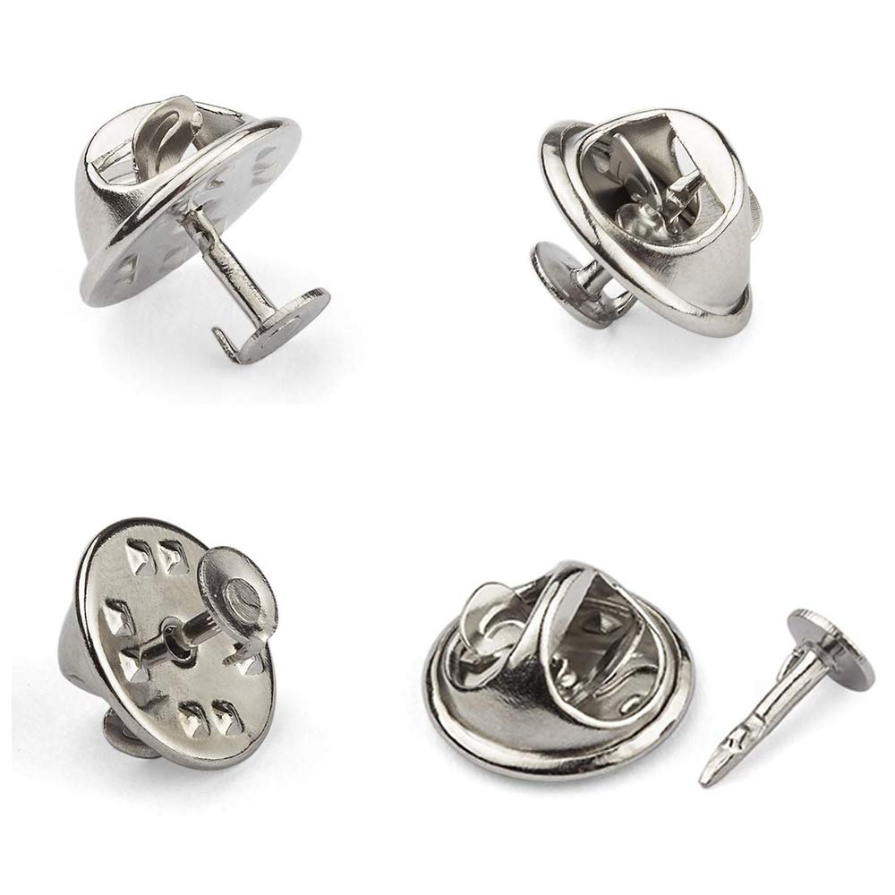 ASelected 100 Pairs Butterfly Clutch Metal Pin Backs - Lapel Badge Backs Replacement with Horse Thorn Needle - Sliver