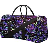 Travel Duffel Bag Bat Galaxy Moon Flower Sport Tote Gym Bag Waterproof Foldable Carryon Weekend Overnight Training Handbag Sports Duffle Bags for Women Men Boys Girls
