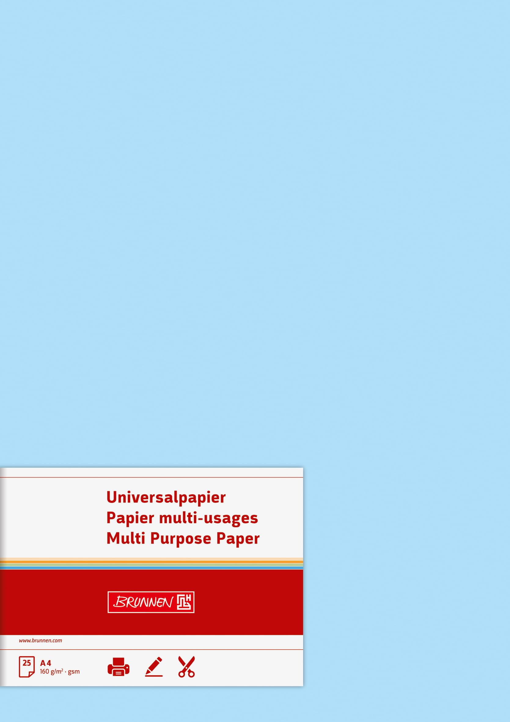 Baier Schneider & Multifunctional Universal Paper, matt, A4, 160 g/M² 25 Sheets Light Blue