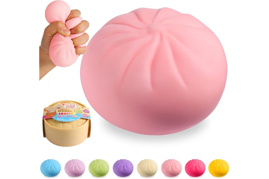 Dumpling Squishy Mystery Box, Viral Squishy Dumpling Toy, Bao Bun Squeeze Stress Relief Fidget Toys for Holiday & Birthday Gifts (Pink)