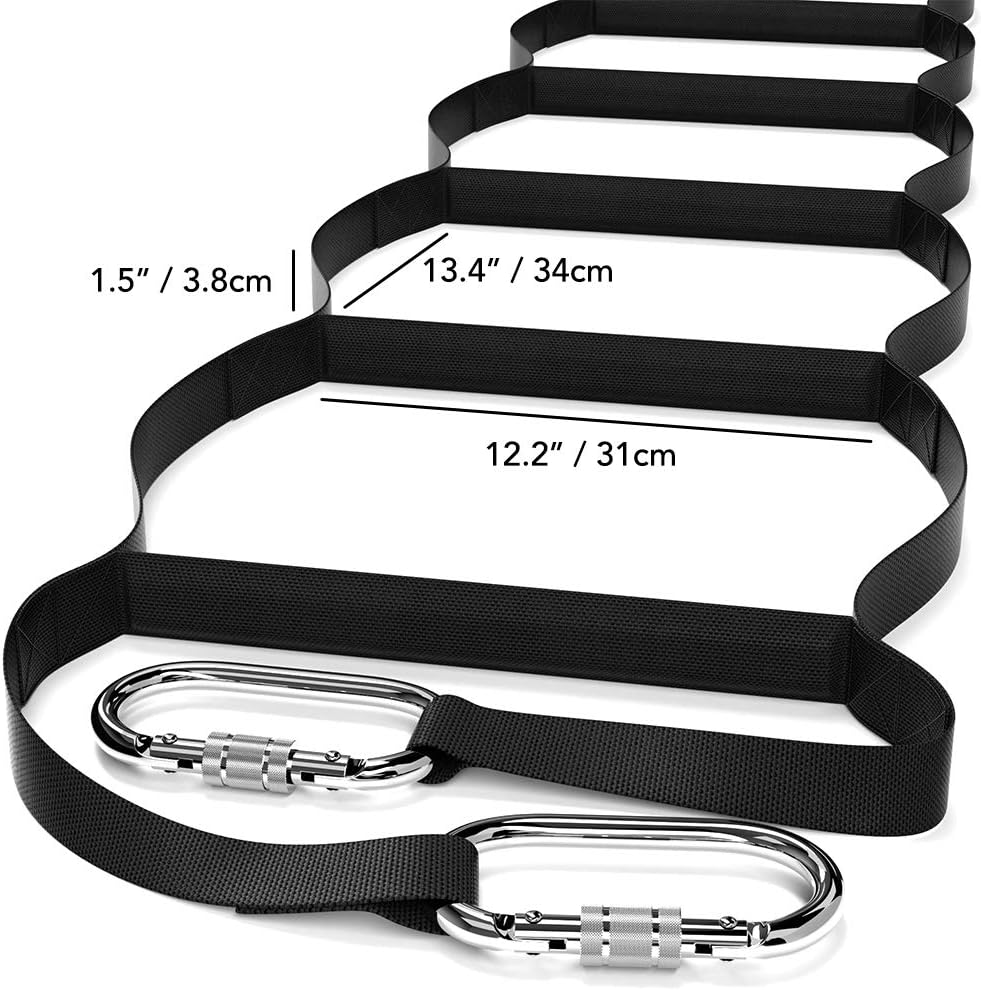 ISOP Rope Ladder for 2 Story Homes 13 ft (4m) | Rope Ladder for Kids or Adults | Fire Escape Ladder for 2 Story Homes | Spring Hooks Incl. - - 
