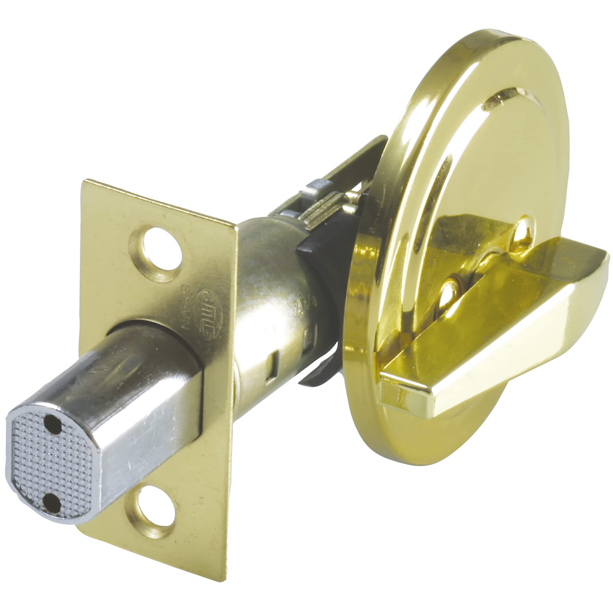 Amig - Rosette Lock with Internal Condomation Mod. 1750 | Ø 65 mm | Maximum Door Thickness: 45 mm | Anti-Saw Safety Pin | Varnished Brass Steel