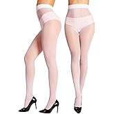 SUREPOCH Sheer Tights for Women 2 Pairs 20D Control Top Pantyhose with Reinforced Toes