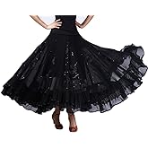 CISMARK Elegant Ballroom Dancing Latin Dance Party Long Swing Race Skirt