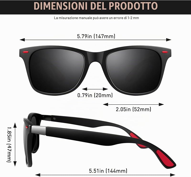 Occhiali da Sole da Uomo Donna Polarizzati TR90 Leggeri UV400 MO90