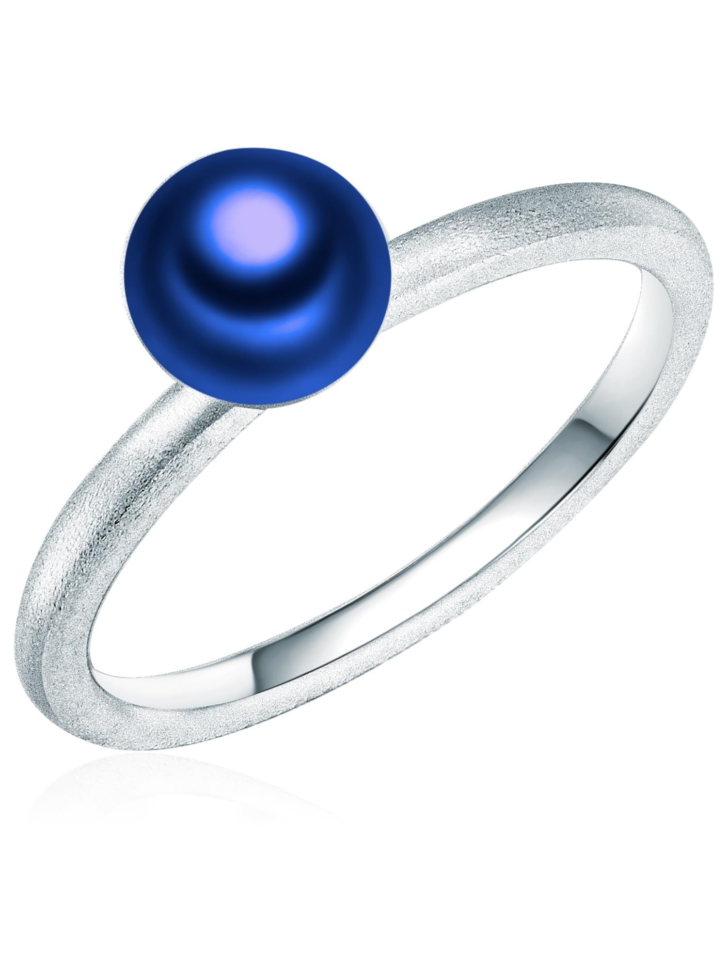 Valero Pearls Sterling Silver 925 rhodium-plated Ladies Ring with Freshwater cultured Pearls Peacock-blue Size K 60201740