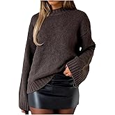 Verdusa Womens Mock Neck Sweater Chunky Knit Cropped Sweater Pullover Tops Fall Winter Clothes