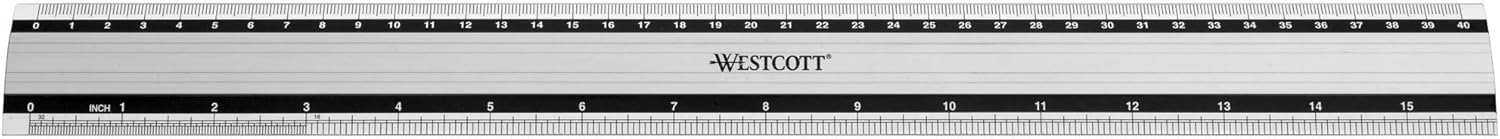 Westcott E-10192 00 Aluminium-Lineal besonders rutschfest, 40 cm, 16 Zoll