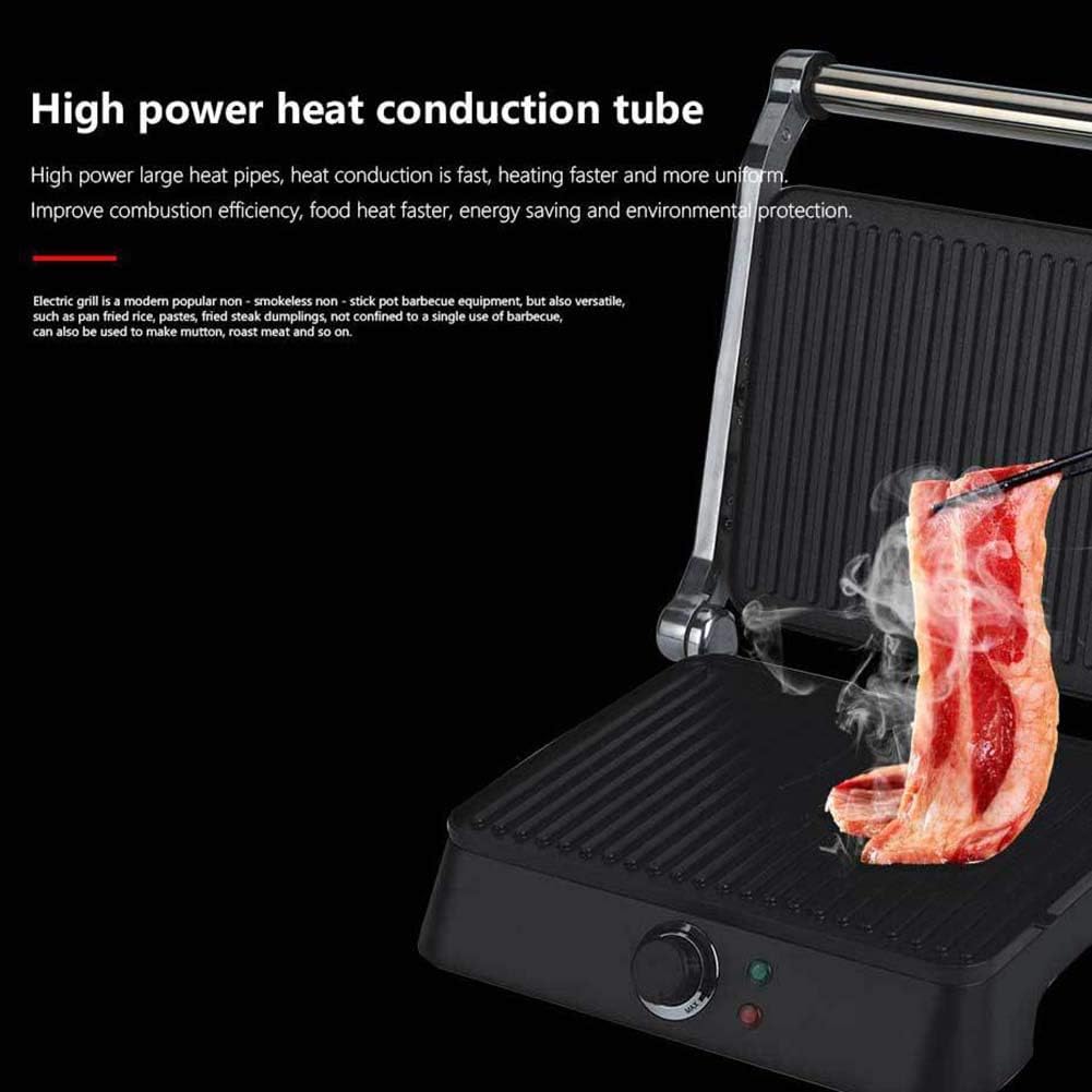 review BTSSA Indoor Grill,1400W Electric Grill- Adjustable Temperature Control-Brushed Stainless Steel, Dual Non-Stick Plates - Perfect for Sandwiches, Meats, Fish, Veggies, More