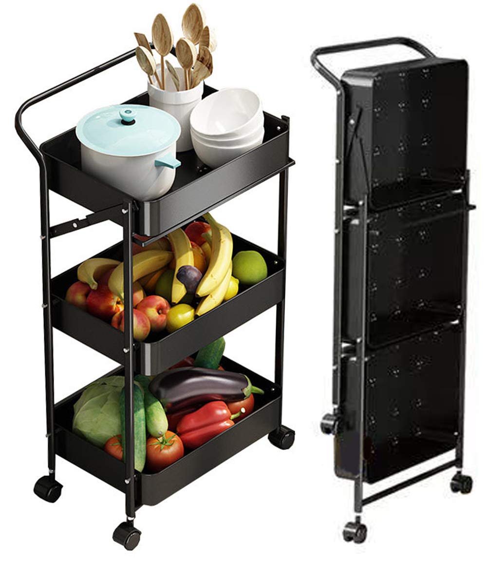 Buy O9 ONine 3 Tier Foldable Storage Cart with Wheels Folding Utility