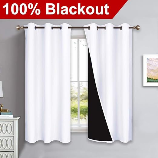 Amazon Com Nicetown Pure White 100 Blackout Lined Curtains 2