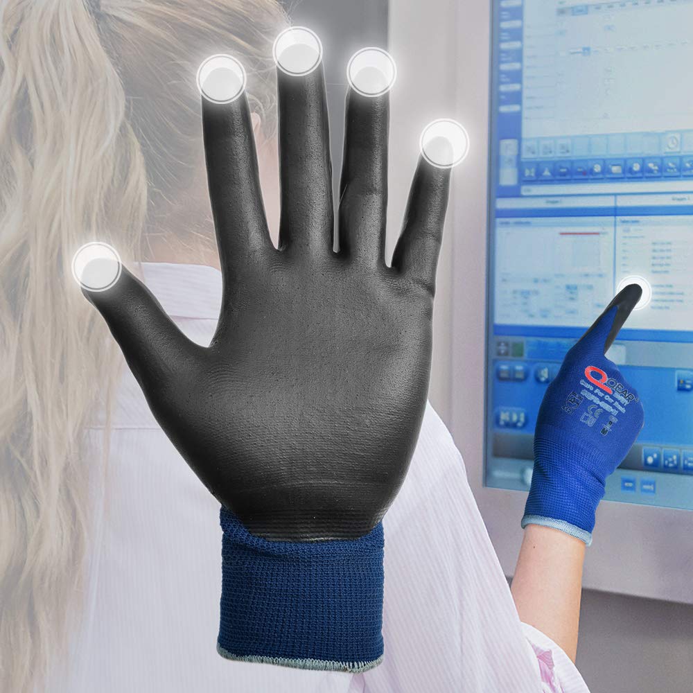 QEARSAFETY 3 Prs Navy Blue Screen-Touch Work Safety Gloves, Foam Breathable Nitrile Rubber Palm Coated, Knitted Quality Liner - Image 5