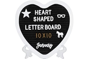 G GAMIT Heart-Shaped Felt Letter Board Message Sign,10x10 inches Message Board with 465 Changeable White&Golden Letters,Numbers,Cursive Words and Stand for Party,Pregnancy,Wall&Tabletop Decor (Black)