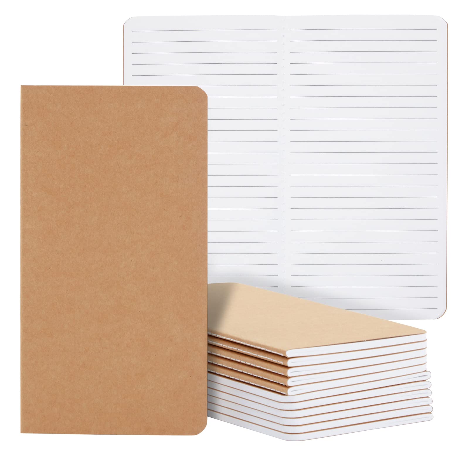 Photo 1 of 12 Pack Kraft Paper Notebooks, H5 Lined Journals for Travelers, Notes, Blank Soft Cover Diary (4 x 8 Inch)