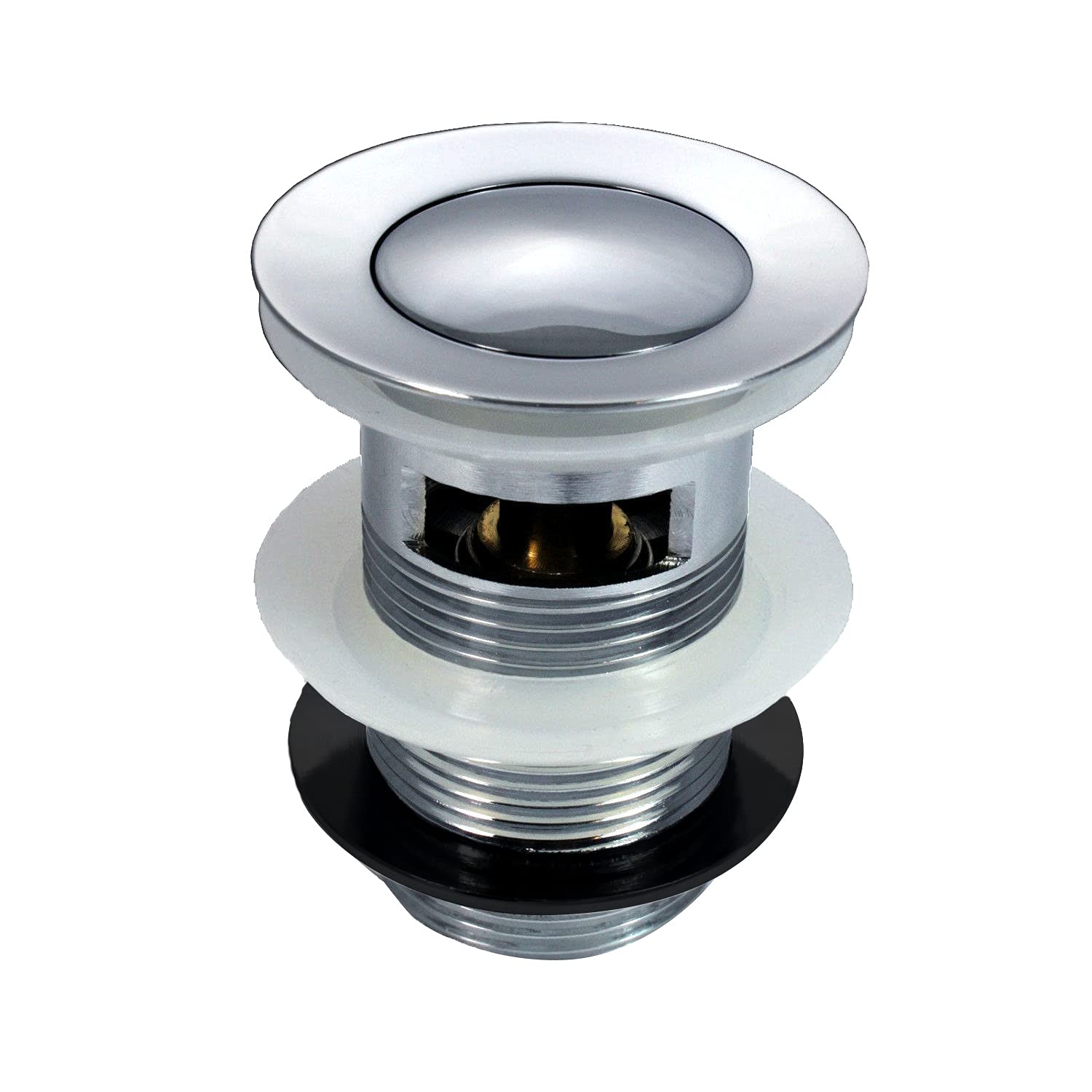 Nes Home | Replacement Slotted Chrome Click Clack Basin Waste for Basin with Overflow | Standard G 1 1/4" BSP Connection
