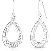 Savlano 925 Sterling Silver Diamond Cut Tear Drop Earrings - 18K Gold Plated Earrings for Women Comes with a Gift Box - Made in Italy