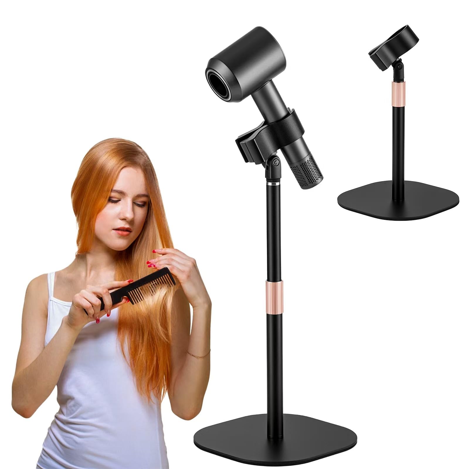 Photo 1 of Hair Dryer Stand Holder, Hands Free Hair Dryer Stand with 360 Degree Rotating, Height Adjustable Countertop Blow Dryer Holder, Drubale Dryer Stand Works for 99% Blow Dryer