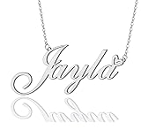 AOLO Jayla Heart Name Necklace Silver Stainless
