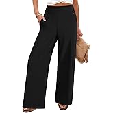 FireSwan Women's Wide Leg Work Pants High Elastic Waist Dress Palazzo Pants Trousers with Zipper Pockets